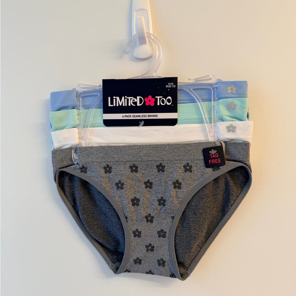 Limited Too Girls' Seamless Bikini Underwear - Gray, Blue, White, Mint